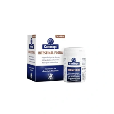Afbeelding van 30 tabletten Canosept darmflora supplement voor honden