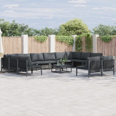 Afbeelding van vidaXL Ensemble de canapé jardin 12 pcs Anthracite Acier