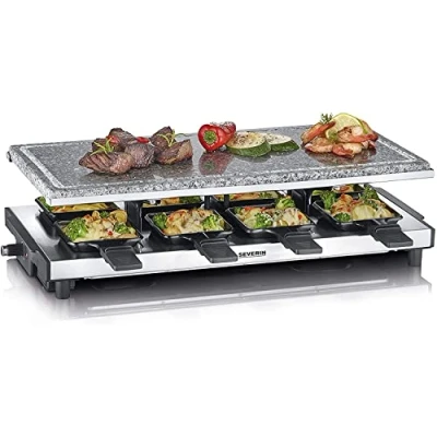 Image de Appareil à raclette avec pierre de cuisson naturelle Severin RG2374 1500 W Inox et Noir