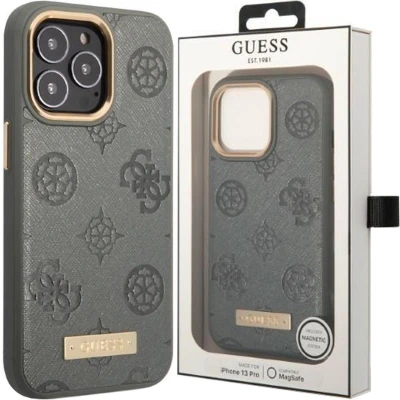 Afbeelding van Guess GUHMP13LSAPSTG iPhone 13 Pro / 6.1 grijs/grijze hardcase Peony Logo Plaat MagSafe