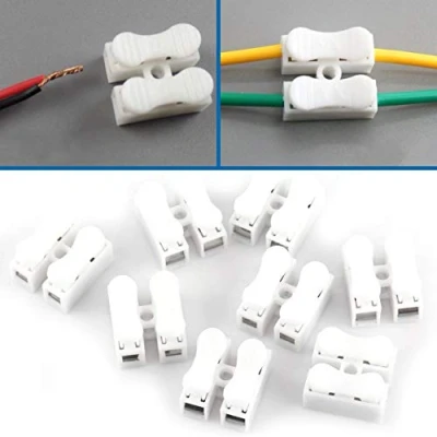 Afbeelding van 100 stuks zelfborgende snelterminal CH 2 220V pins type pers snelkabelconnector wit