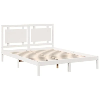 Afbeelding van vidaXL Bedframe extra lang zonder matras massief hout wit 160x210 cm