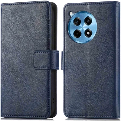 Afbeelding van iMoshion Hoesje Geschikt voor OnePlus 12R Met Pasjeshouder Luxe Bookcase Donkerblauw