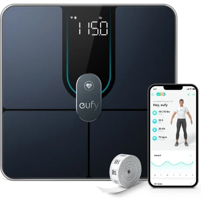 Afbeelding van Eufy Smart Scale P2 Pro Vierkant Zwart Elektronische weegschaal
