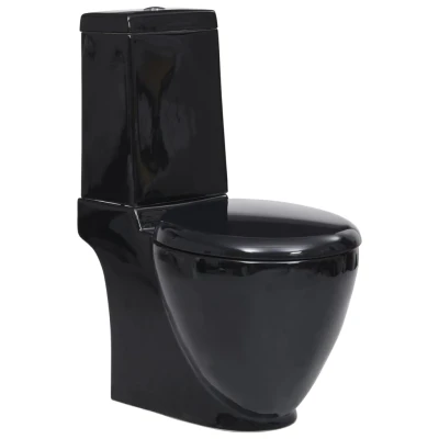 Afbeelding van Toilet met afvoer achter keramiek zwart