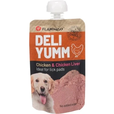 Afbeelding van Flamingo Deli YUMM Fresh Meat Snack Kip &amp; Kippenlever 90G