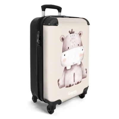 Afbeelding van NoBoringSuitcases.com® Baby koffer nijlpaard Reiskoffer trolley 55x35x25