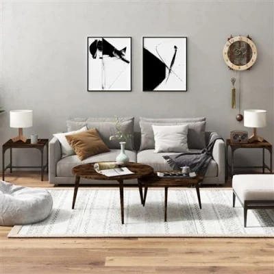Afbeelding van Bijzettafels 2 st 40x40x35 cm bewerkt hout gerookt eiken