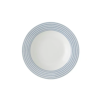 Afbeelding van Laura Ashley Blauw Candy Stripes Set 4 Diepe Borden 22 Cm Wit Porselein
