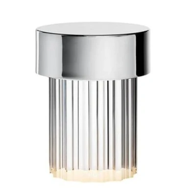 Afbeelding van Flos Last Order Fluted tafellamp LED oplaadbaar zilver