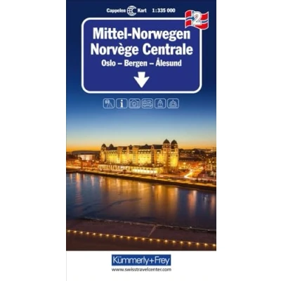 Afbeelding van Kümmerly &amp; Frey Centraal Noorwegen Oslo Bergen Älesund Wegenkaart Kleurloos Reisboeken Kaarten