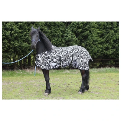 Afbeelding van Waldhausen Vliegendeken Zebra Zwart&amp;Wit Paardendekens 145 cm