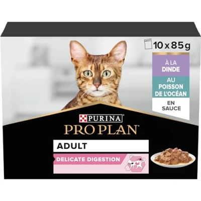 Afbeelding van 10x 85g PURINA PRO PLAN Cat Adult Delicate Digestion natvoer met kalkoen en zeevis