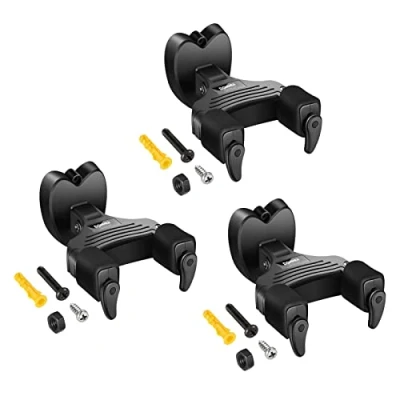 Image de Donner Support mural pour guitare avec verrouillage automatique guitare, basse, banjo, mandoline Noir (lot de 3)