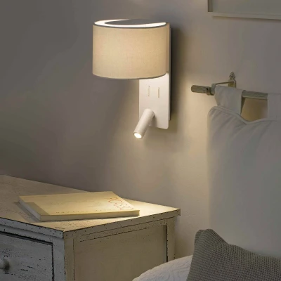 Afbeelding van Vouw wandlamp met LED leeslamp, wit