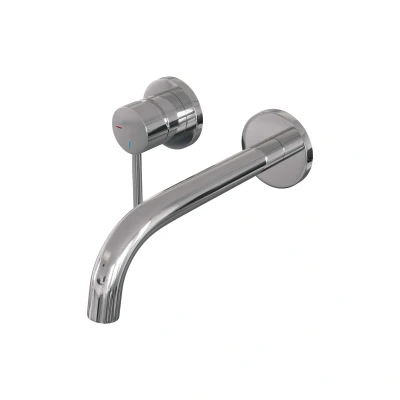 Afbeelding van Brauer Chrome Edition Wastafelmengkraan inbouw gebogen uitloop rechts hendel lang smal model A2 chroom
