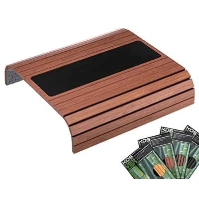 Afbeelding van Flexibel Dienblad Armleuning Dienbladen Bank of Stoel 100% Bamboe Beschermende coating XL Anti slip organizer Donker Kers