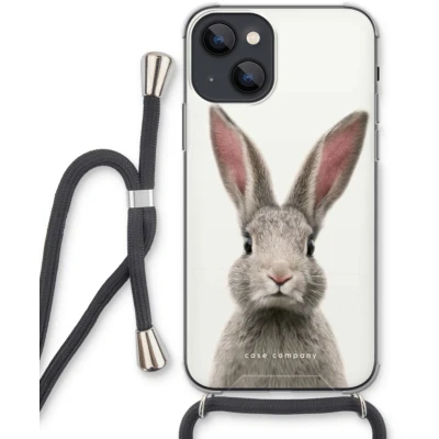 Afbeelding van Case Company® hoesje met Koord geschikt voor iPhone 13 mini Daisy Telefoonhoesje Zwart Extra Bescherming aan alle Kanten en Over de Schermrand