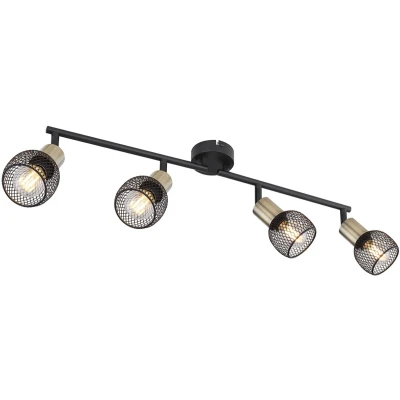 Afbeelding van Plafondlamp Fiastra, zwart/oudmessing 4 lamps