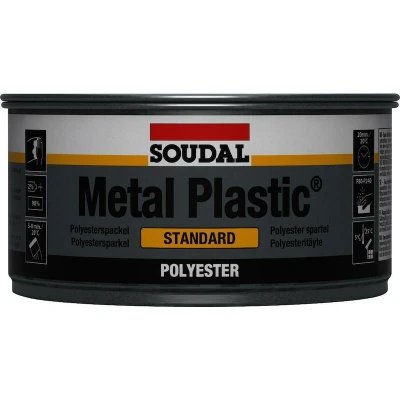 Afbeelding van Soudal polyester plamuur metal plastic 250 gr, blik verharder