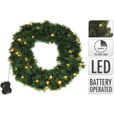 Afbeelding van Kerstkrans PerfectLED Ø 50 cm (25 LEDs, Timer, Batterijen, Binnen/Buiten)