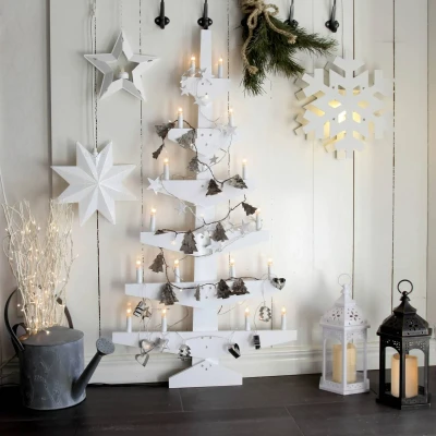 Afbeelding van Metalen witte kerstster met E14 fitting 25 cm