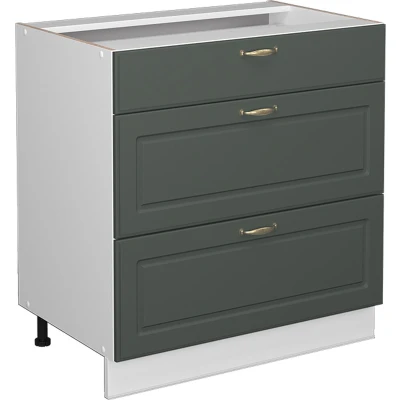Afbeelding van Vicco Badkamerkast Fame Line, Groen Goud Landhuis/Wit, 80 x 81.6 cm met 3 laden, zonder werkblad