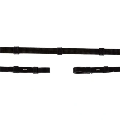 Afbeelding van BR Teugels Rubber met Stops Zwart/Zilver Pony