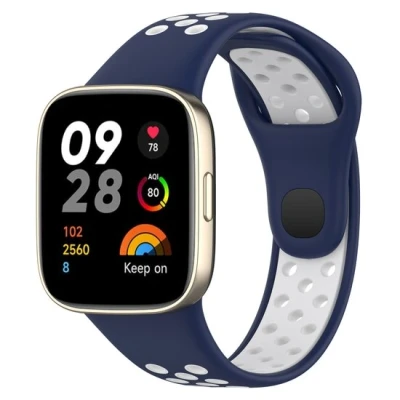 Afbeelding van Siliconen sportband Donkerblauw met wit Xiaomi Redmi Watch 3