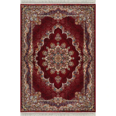 Afbeelding van Isfahan Oosters Nain Laagpolig Klassiek Vintage Vloerkleed Tapijt Rood / Multi Rechthoek Polyester 300x400 cm