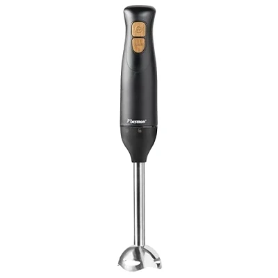 Afbeelding van Bestron Staafmixer, Incl. 2 Snelheden &amp; ergonomisch Handgreep, turbofunctie met meer dan 14.000/rpm, afneembare Staaf, vatwassergeschickt, 600 Watt, kleur: Zwart / Hout