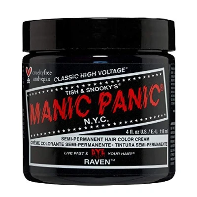 Image de Manic Panic Raven Classic Cream, teinture capillaire semi permanente noire vegan et cruelty free, 118 ml