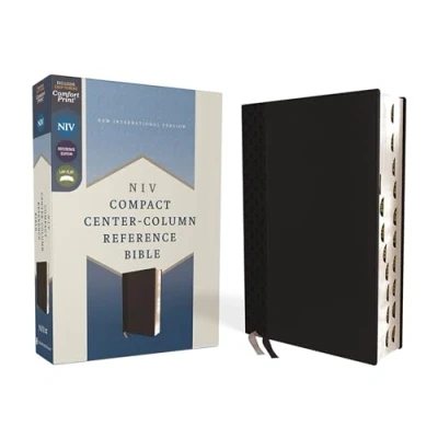 Afbeelding van NIV, Compact Center Column Reference Bible, Leathersoft, Black, Red Letter, Thumb Indexed, Comfort Print