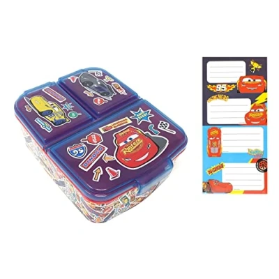 Afbeelding van Theonoi lunchbox voor kinderen, met vakken, BPA vrij, naamsticker (Cars)