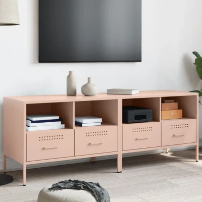 Afbeelding van Tv meubelen 2 st 68x39x50,5 cm koudgewalst staal roze