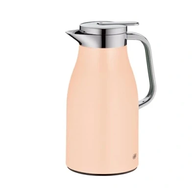Afbeelding van alfi SKYLINE 1,0 l, abricot pastel, pichet isotherme en acier inoxydable avec insert verre trempé hygiénique, bouchon à vis bouton poussoir confortable, poignée ergonomique, idéale comme