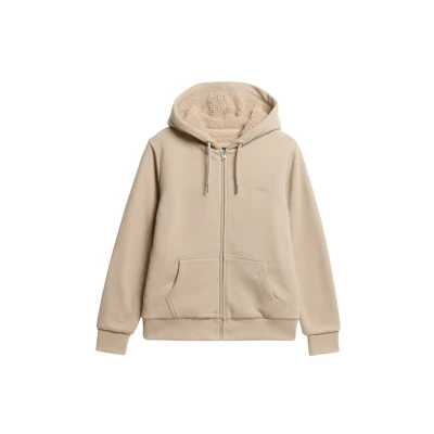 Afbeelding van Superdry Hoodie Sweater met rits, Dames, Maat: 42, Cobblestone grey