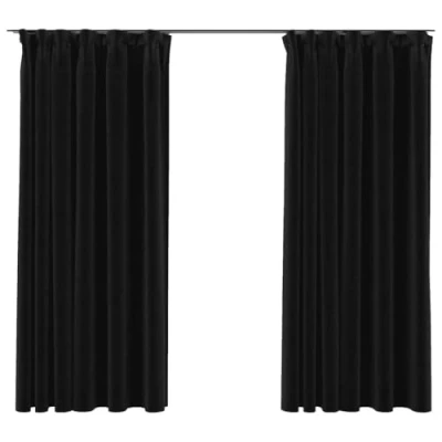 Image de vidaXL Rideaux occultants aspect lin crochet 2pcs Anthracite 140x175cm