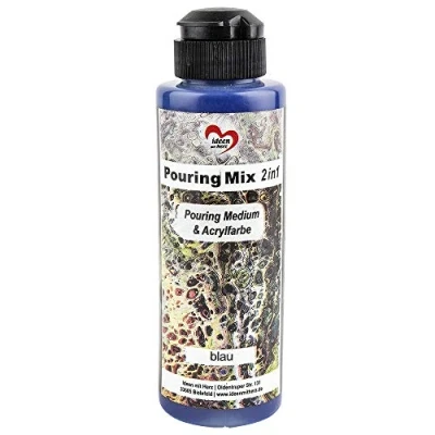 Afbeelding van Ideen mit Herz Pouring Mix 2 in 1 medium &amp; acrylverf 180 ml Geen extra mengen met vloeistof, of siliconenolie nodig (blauw)