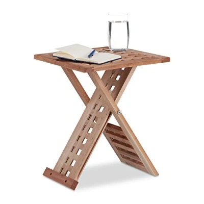 Afbeelding van relaxdays bijzettafel vouwbaar vouwtafel nachttafel notenhout klaptafel