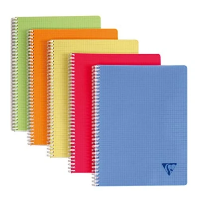 Afbeelding van Clairefontaine 328126C Collection Linicolor Fresh notitieboek, spiraalbinding, A4, 21 x 29,7 cm, 180 pagina&#039;s, kleine ruitjes, wit papier, 90 g, omslag van polypropyleen, transparant, willekeurige kleurkeuze