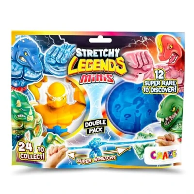 Afbeelding van CRAZE Stretchy Legends Minis Double Set van 2 elastische actiefiguren voor kinderen Zelfklevende en rekbare superheldenfiguren om te verzamelen