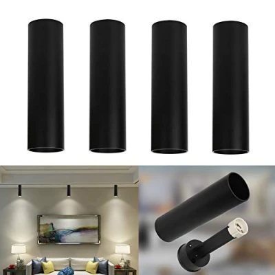 Afbeelding van Klighten 4 stuks plafondspots, zwart, opbouw, GU10 fitting, plafondlamp, aluminium plafondspot, rond, modern, 56 x 200 mm, IP20, lamp niet inbegrepen