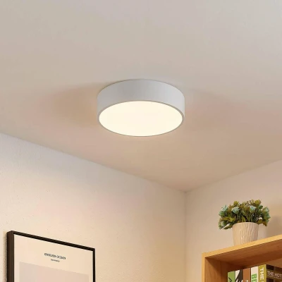 Afbeelding van Lindby LED plafondlamp met dimmer 1licht metaal, kunststof H: 5 cm wit Inclusief lichtbron