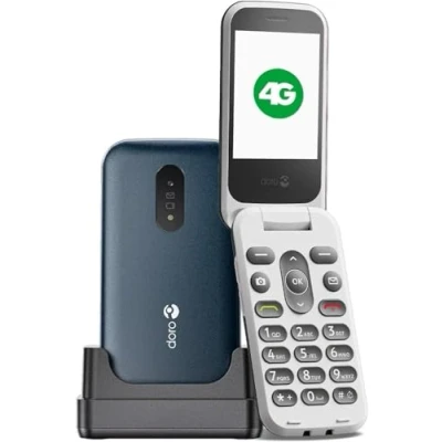 Afbeelding van Doro 2820 4G ontgrendelde klaptelefoon voor senioren Grote sprekende toetsen Camera Bluetooth Hulpknop Mobiele telefoon zonder internet en standaard (blauw/wit)