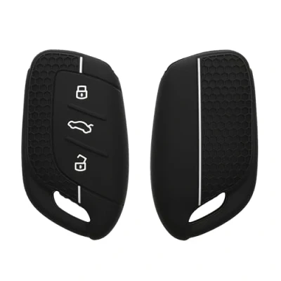 Afbeelding van kwmobile autosleutel hoesje geschikt voor MG 3 knops ZS MG4 MG5 MG6 hoes Siliconen behuizing Auto sleutel case met honingraat Sleuteletui in zwart / wit