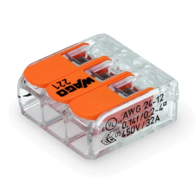 Afbeelding van WAGO Verbindingsklem COMPACT: 3 x 0,14 4 mm² Transparant &amp; Oranje (50 stuks)