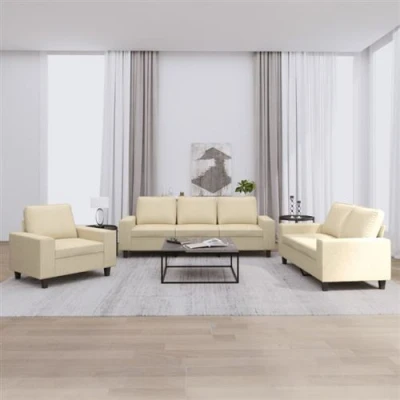 Image de vidaXL Ensemble de canapés 3 pcs crème tissu