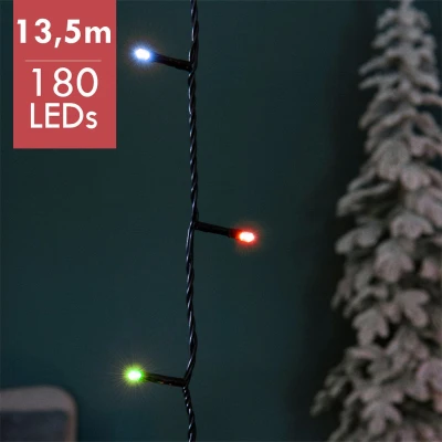 Afbeelding van 13,5m LED Multi kerstboomverlichting div lichtstanden 180 lampjes