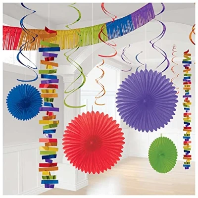 Afbeelding van Amscan 11013491 Rainbow Happy Birthday slaapkamerdecoratieset, 18 delig